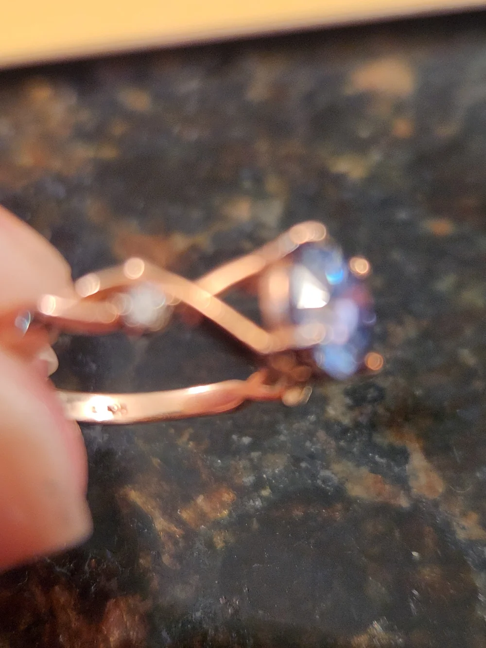 Diamond & Rose Gold Twist Band Ring